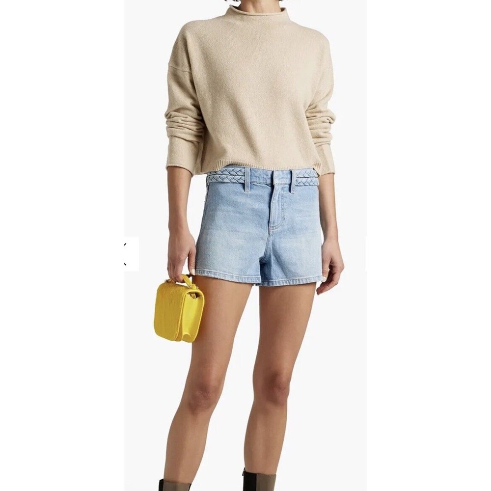ALICE + OLIVIA JEANS Franca braid-trimmed denim shorts Size 30